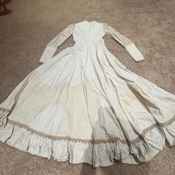 Vintage 70s Gunne Sax Jessica Cream Maxi Dress Size 7 Renaissance For Repair - Picture 4 of 15